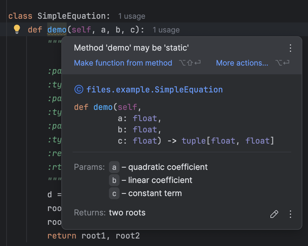 Specify types with docstrings | PyCharm Documentation