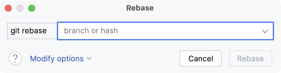 Git rebase dialog