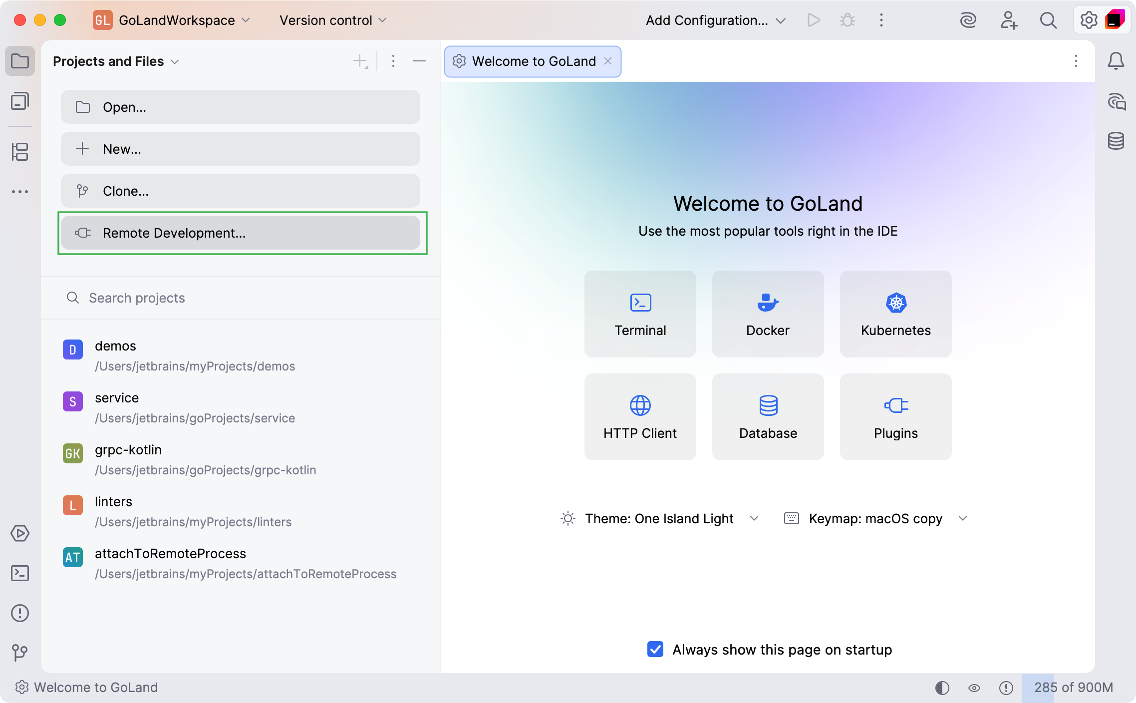 Configuring remote development settings on Welcome screen Configuring remote development settings on Welcome screen