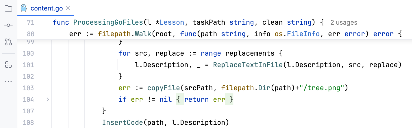 GoLand: Sticky lines in the editor GoLand: Sticky lines in the editor