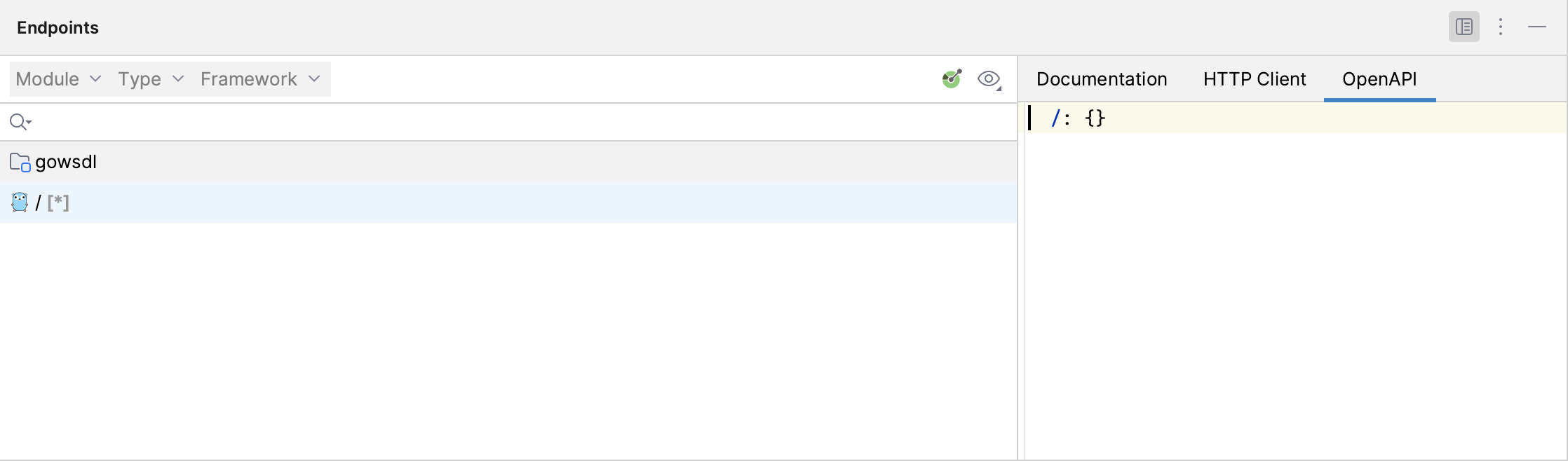 Endpoints tool window: OpenAPI tab Endpoints tool window: OpenAPI tab