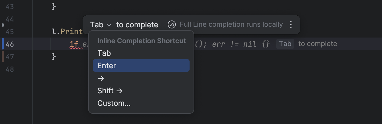 Full Line code completion | GoLand Documentation