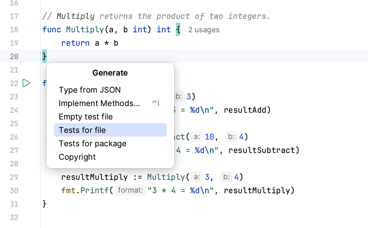 Generate test files Generate test files