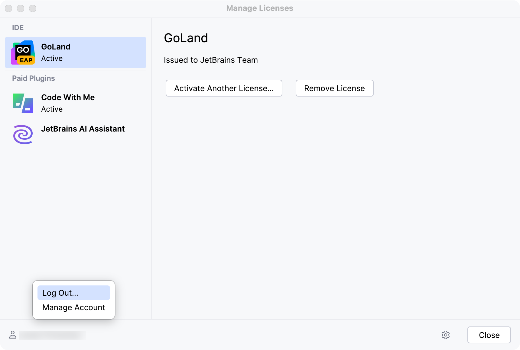 Logging out to change the active user