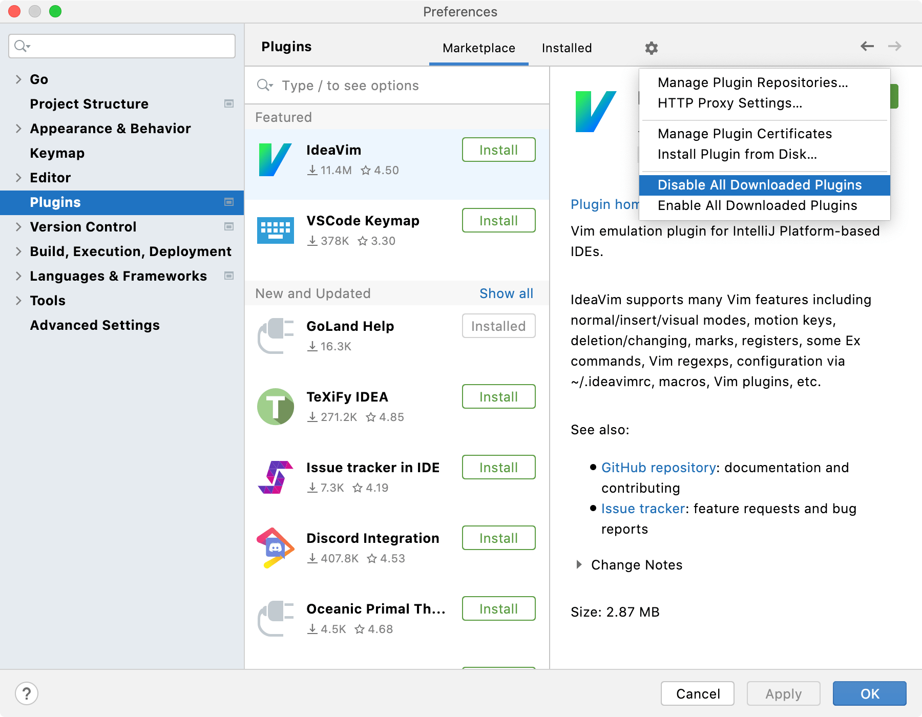 Disabling an installed plugin Disabling an installed plugin