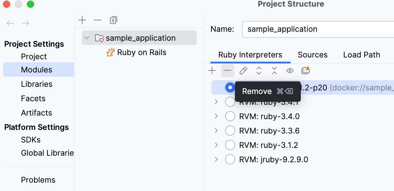 Removing an added interpreter