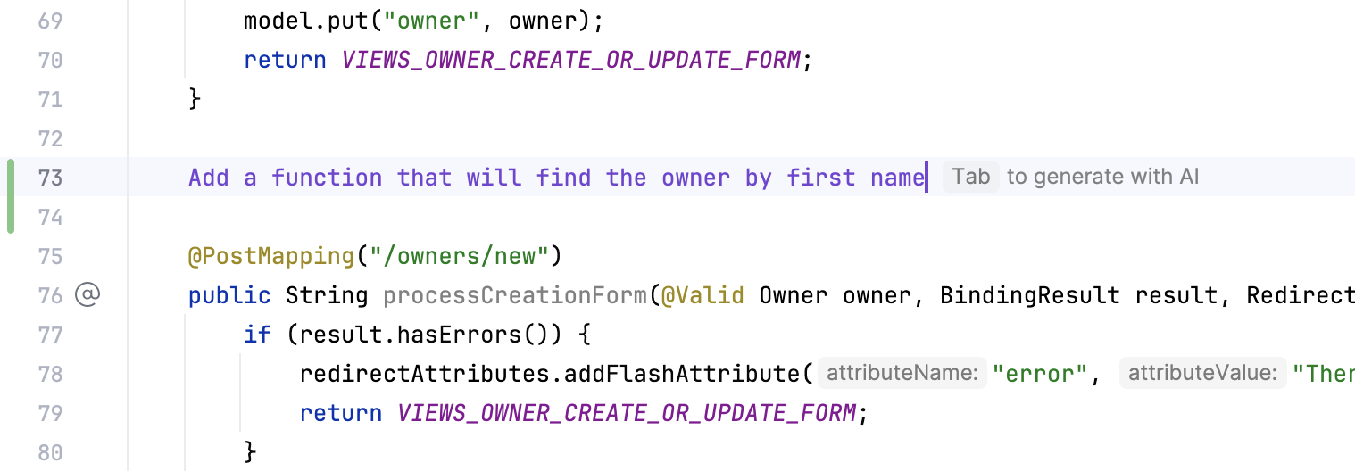 Type your prompt directly in the editor