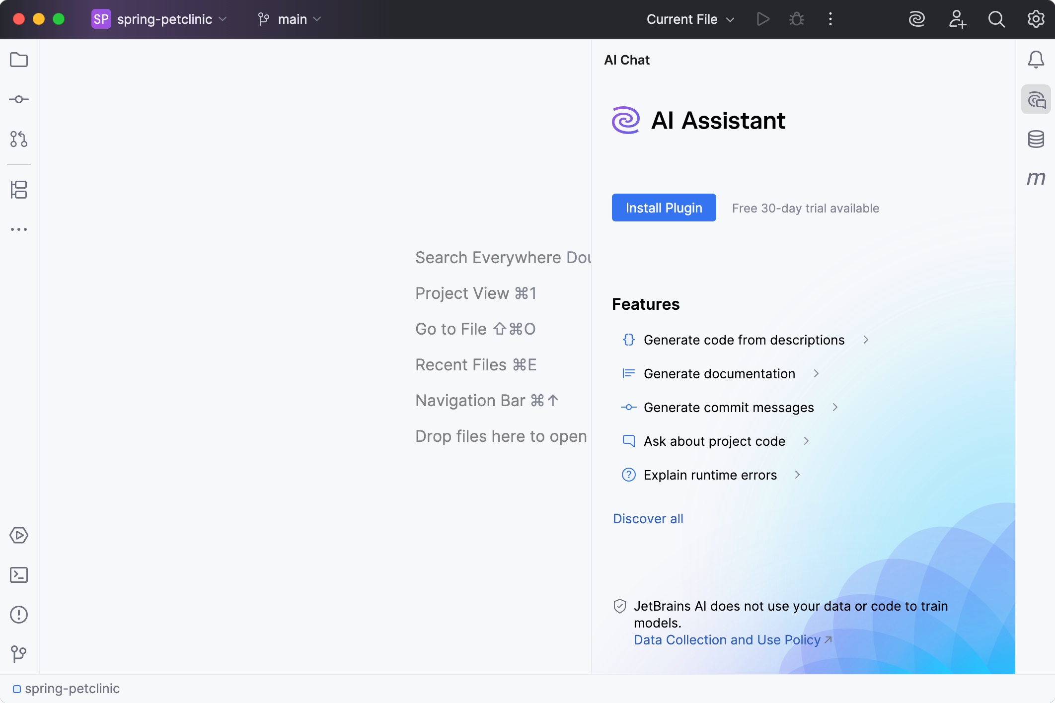 AI Assistant installation tool window AI Assistant installation tool window