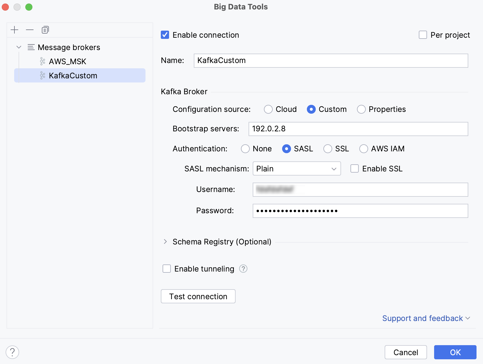 Kafka custom connection Kafka custom connection