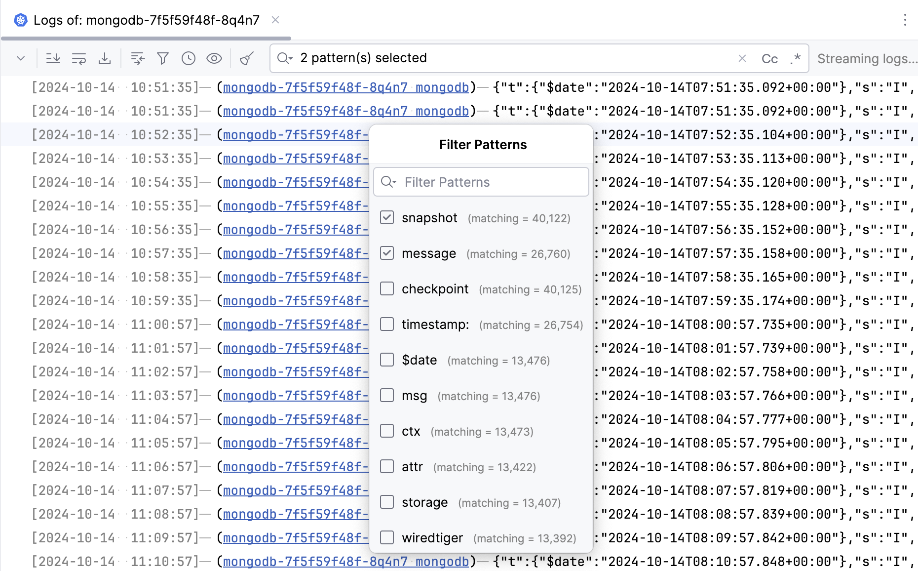 Filter logs Filter logs