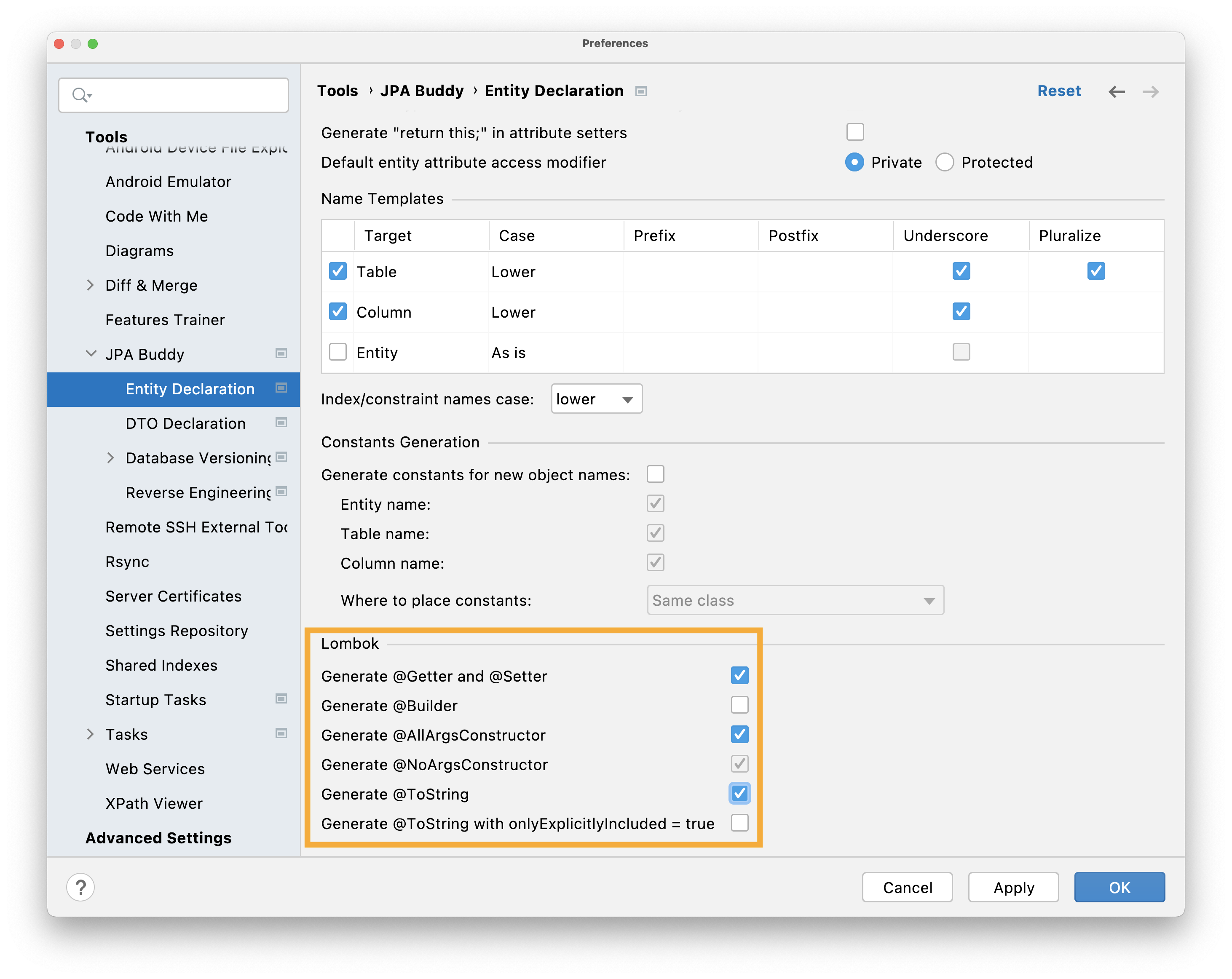 lombok-settings lombok-settings