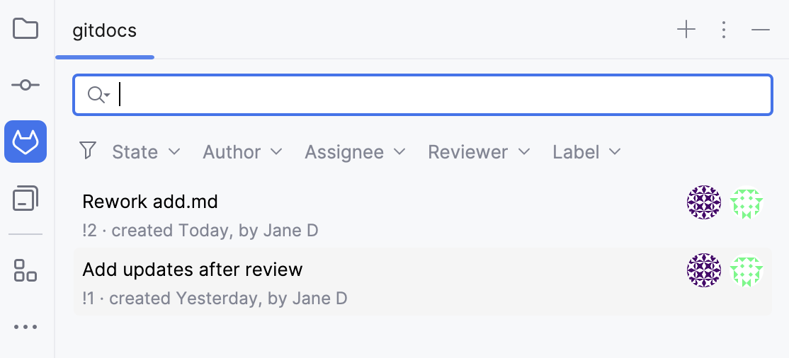 Merge requests filters Merge requests filters