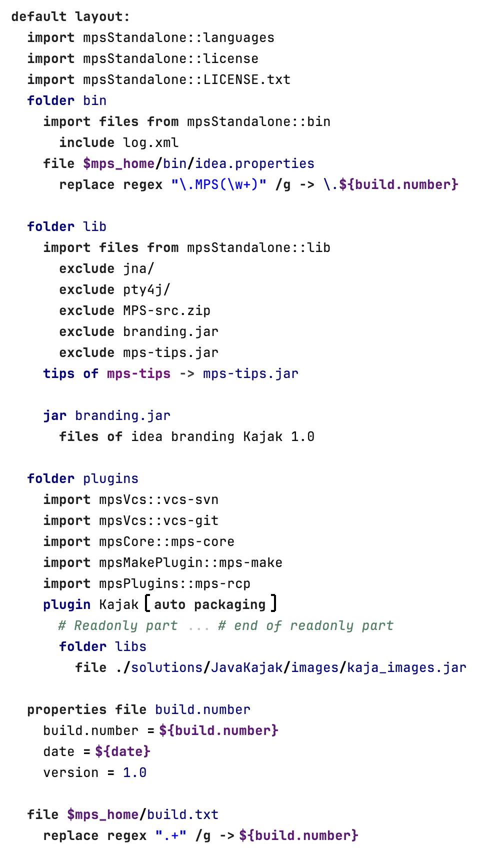 The default layout section