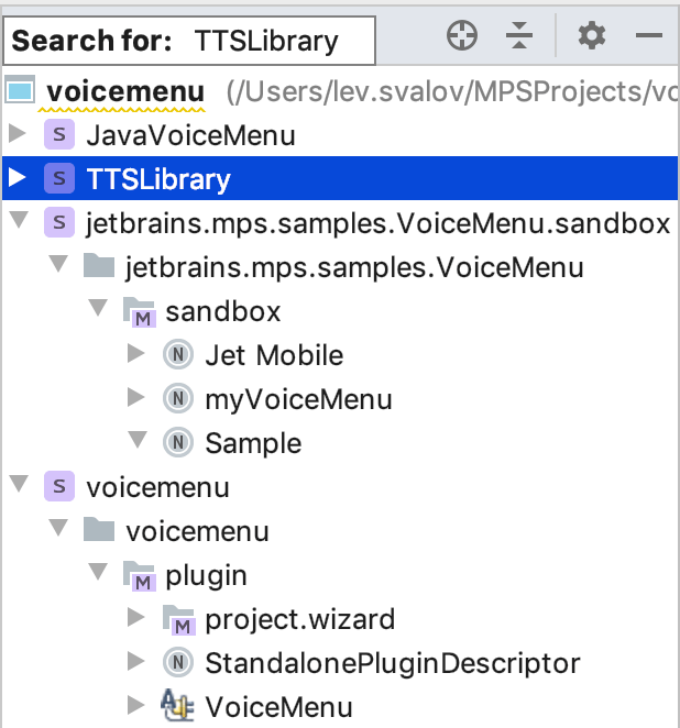 Speed Search in a tool window Speed Search in a tool window