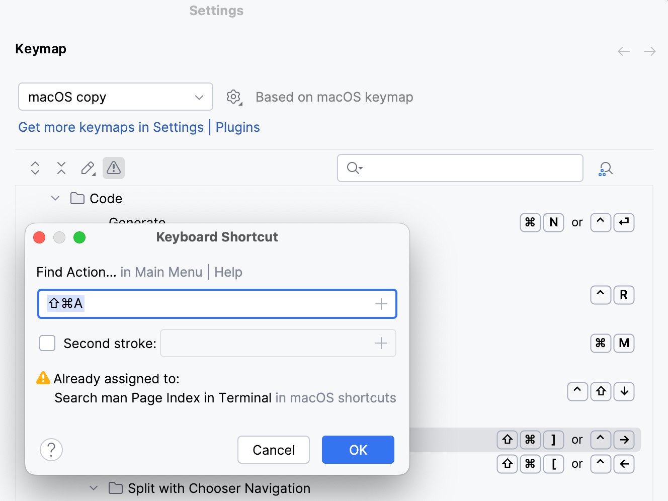 Adjust conflicting shortcuts