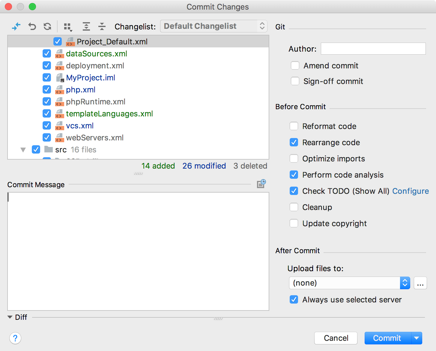 Committing new changes to VCS Committing new changes to VCS