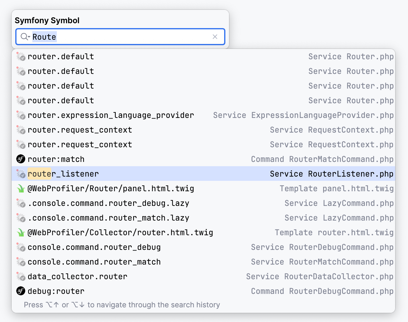 Navigate to Symfony symbol Navigate to Symfony symbol