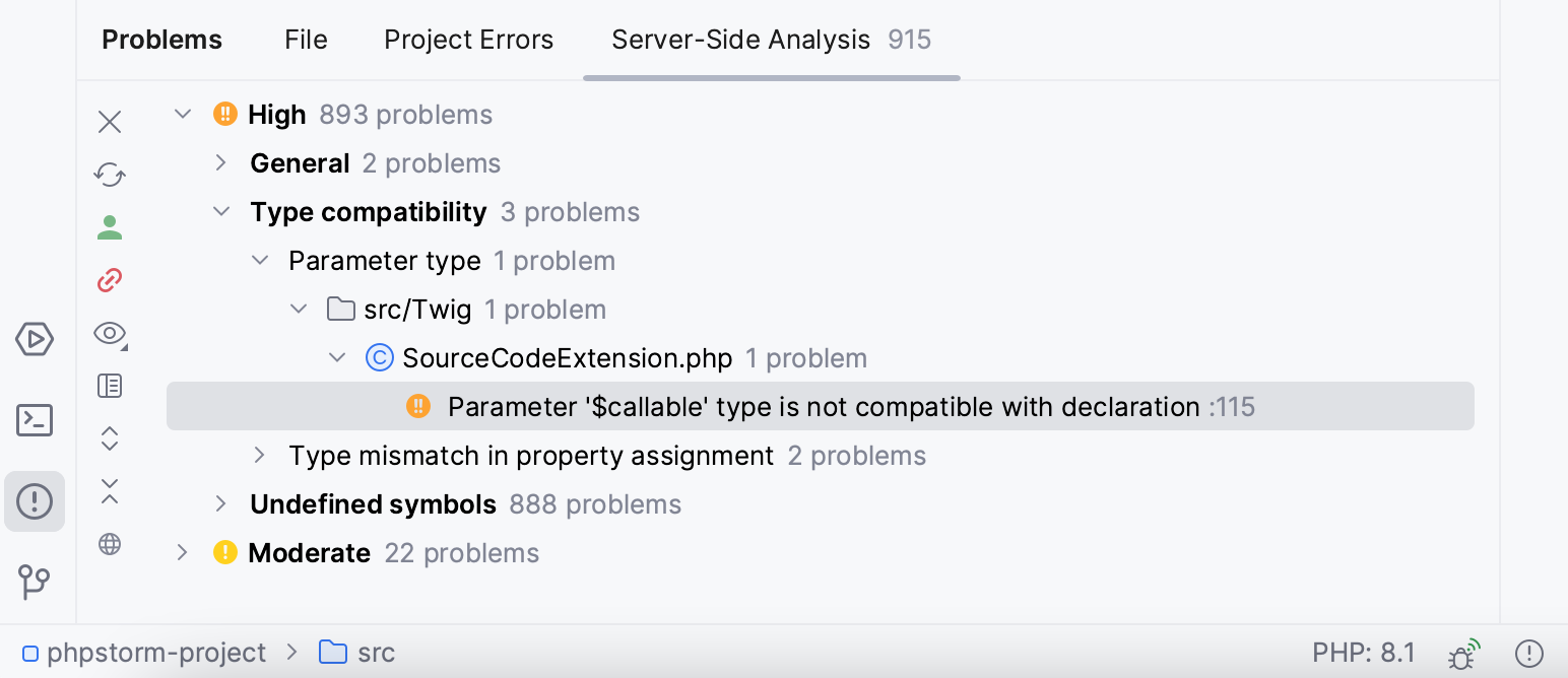 PhpStorm: Qodana inspection results in the Problems window PhpStorm: Qodana inspection results in the Problems window