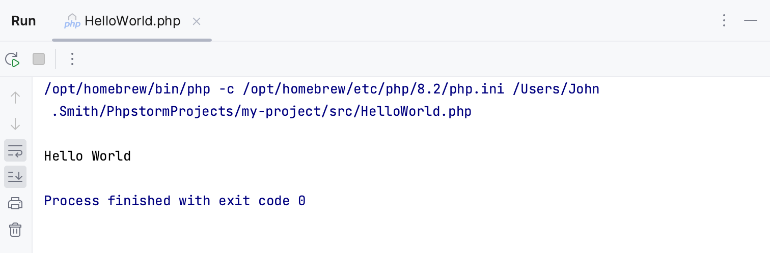 実行ツールウィンドウのタブ A tabs in the Run tool window