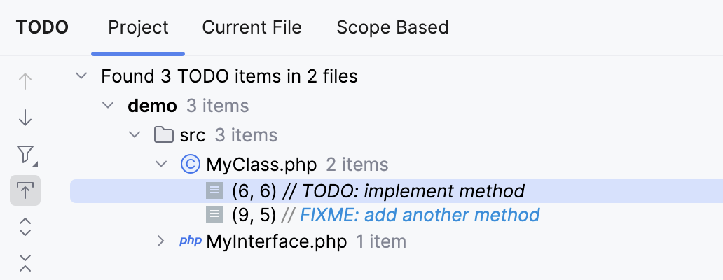 The TODO tool window The TODO tool window