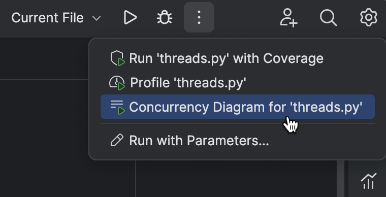 Run Concurrency Diagram from the Run widget