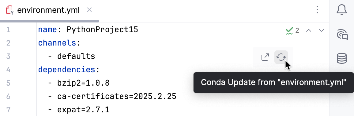 Conda Update from .yml