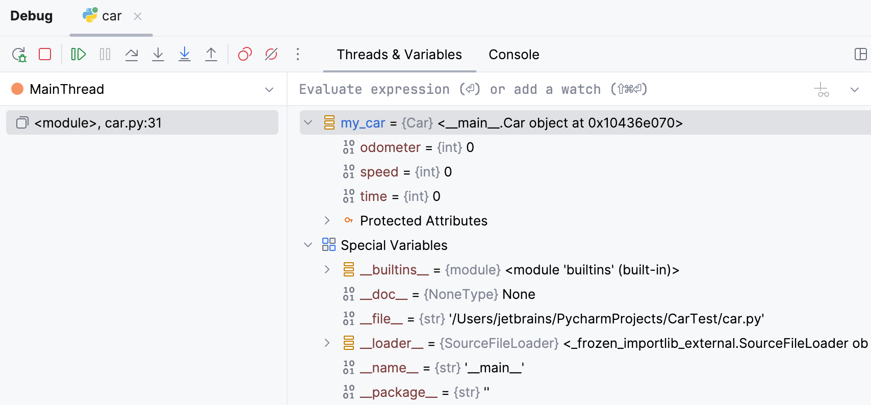 変数タブには、現在の実行ポイントから見える変数が表示されます The Variables tab shows you the variables visible from the current execution point