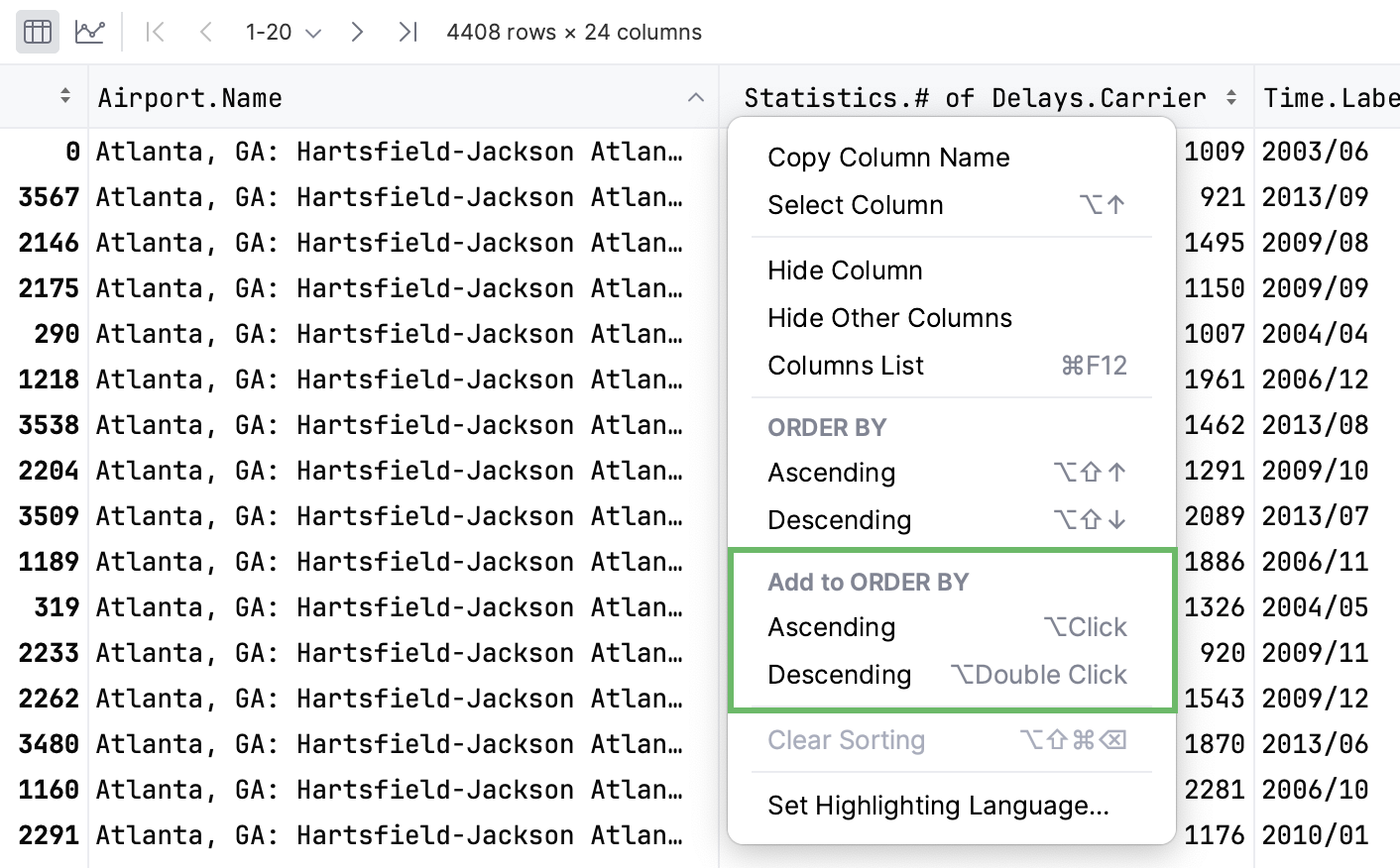 Adding another column to the sorting Adding another column to the sorting