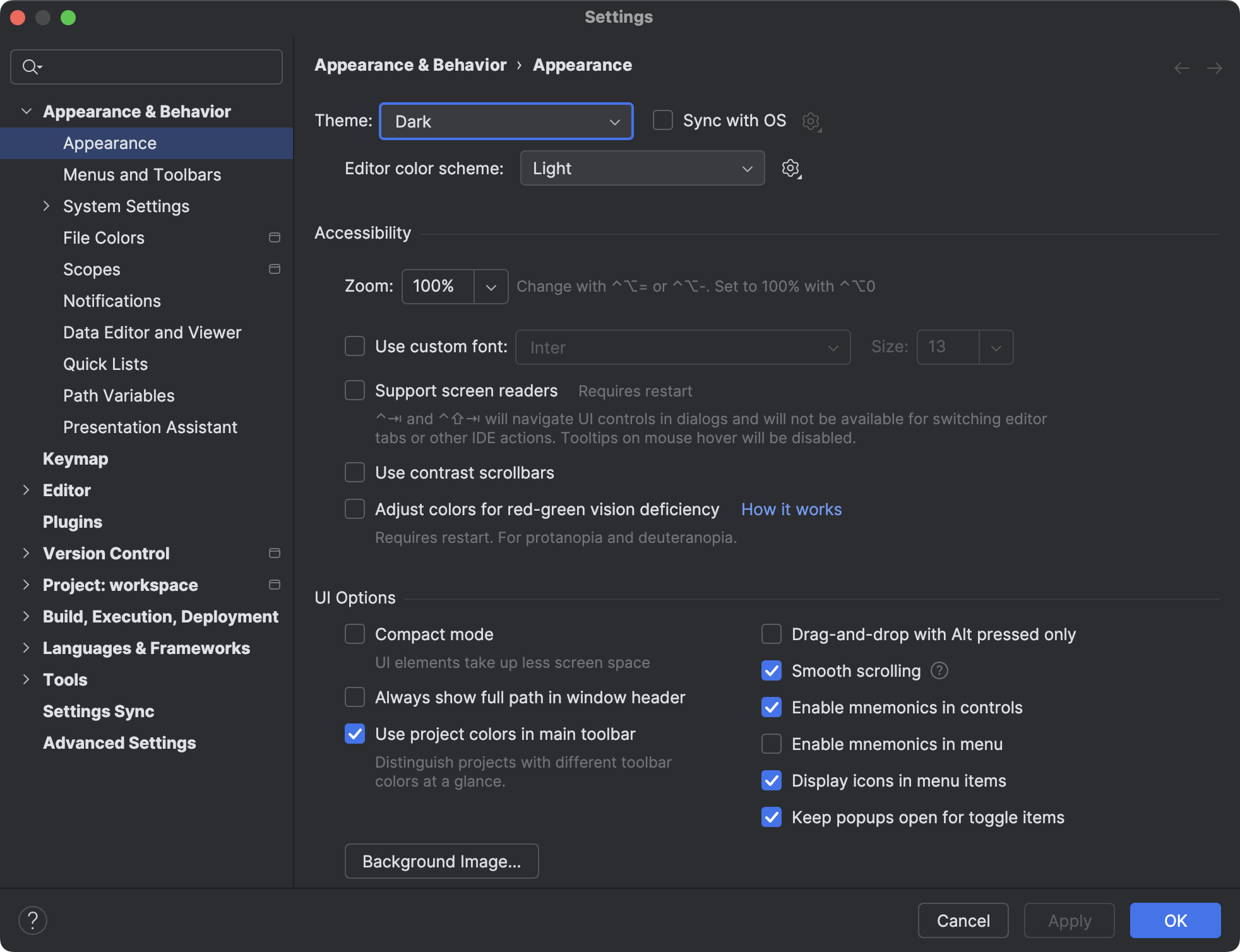 Appearance | DataSpell Documentation