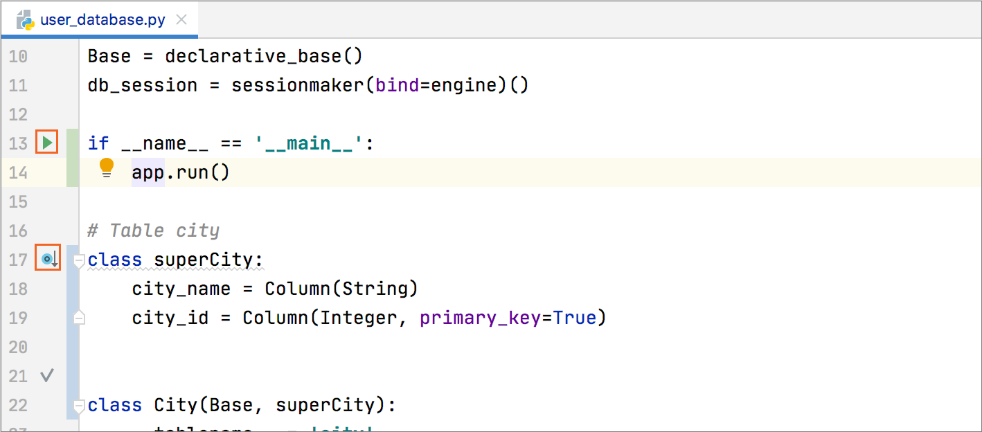 编辑器中的装订区域图标