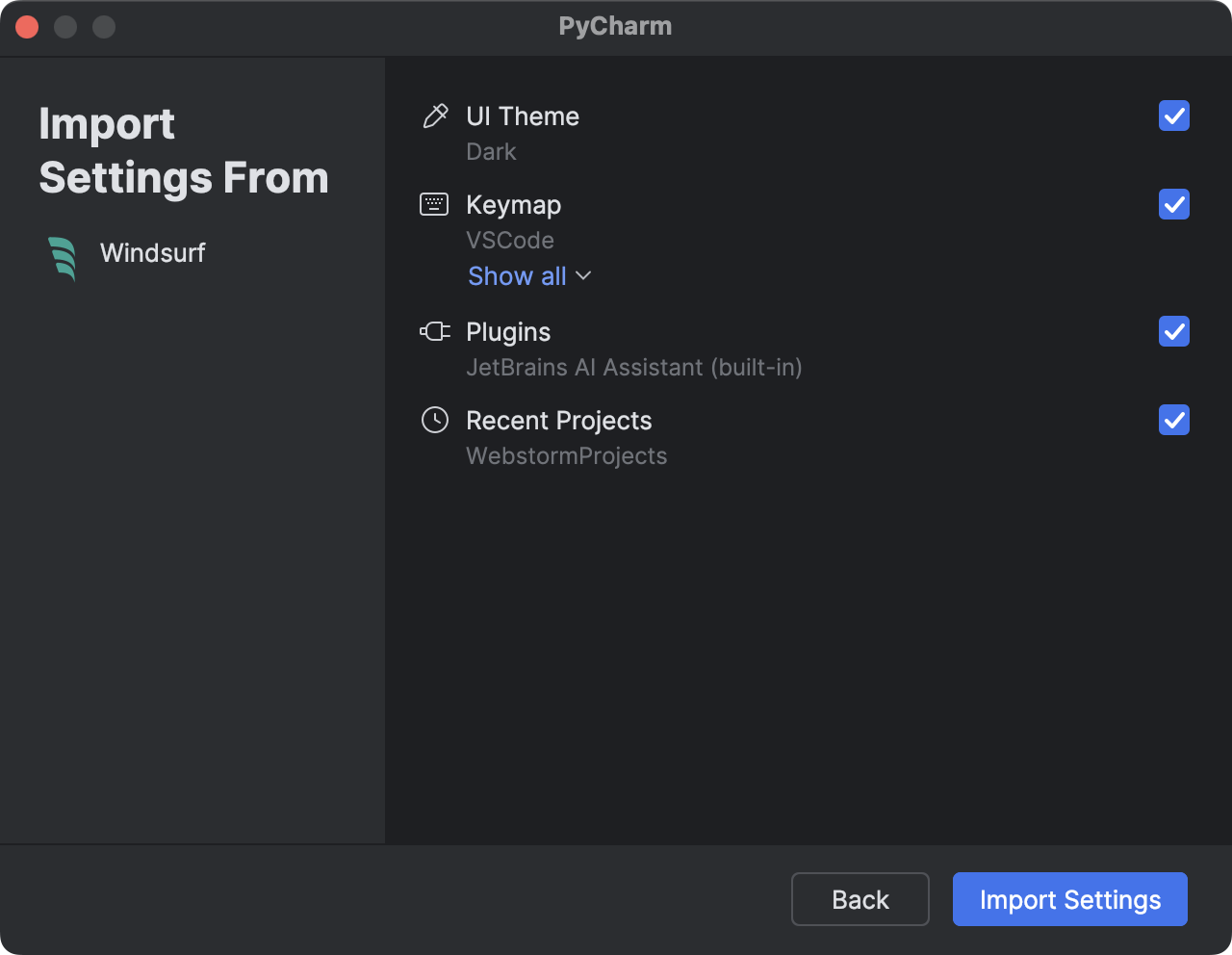 Windsurf 设置选择