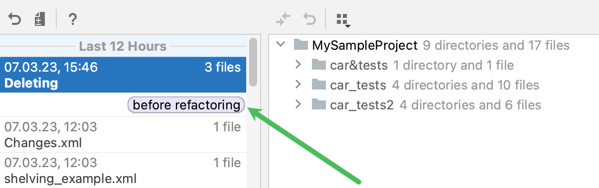 PyCharm: 現在の状態のローカル履歴にラベルを追加する PyCharm: Add label to the current state Local History