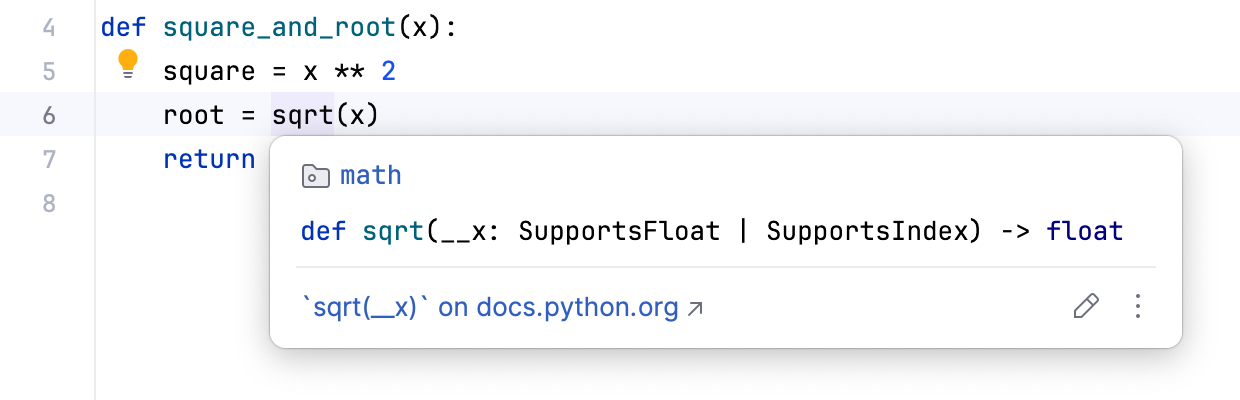 Python code insight | DataSpell Documentation