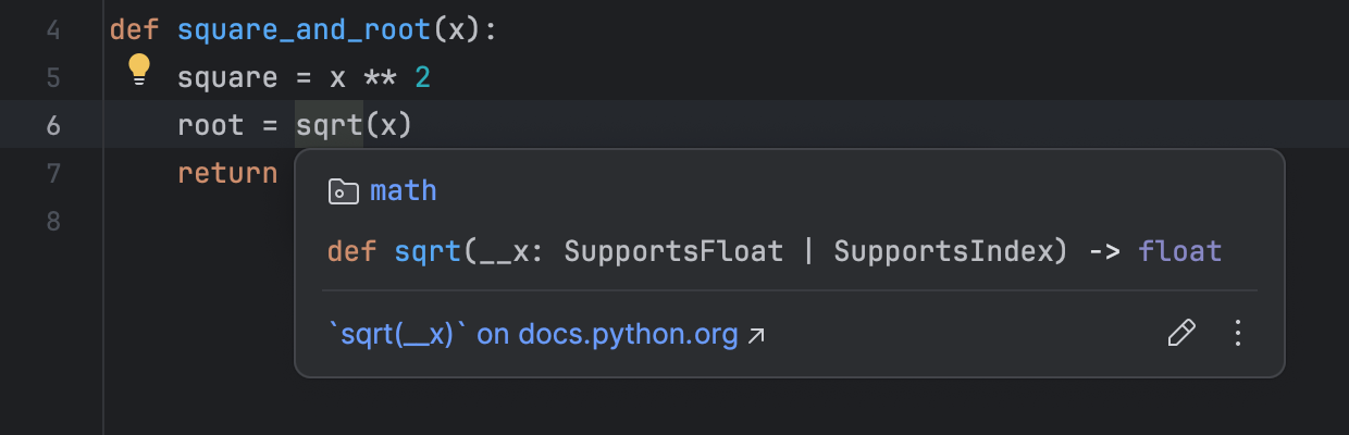 Python code insight | DataSpell Documentation