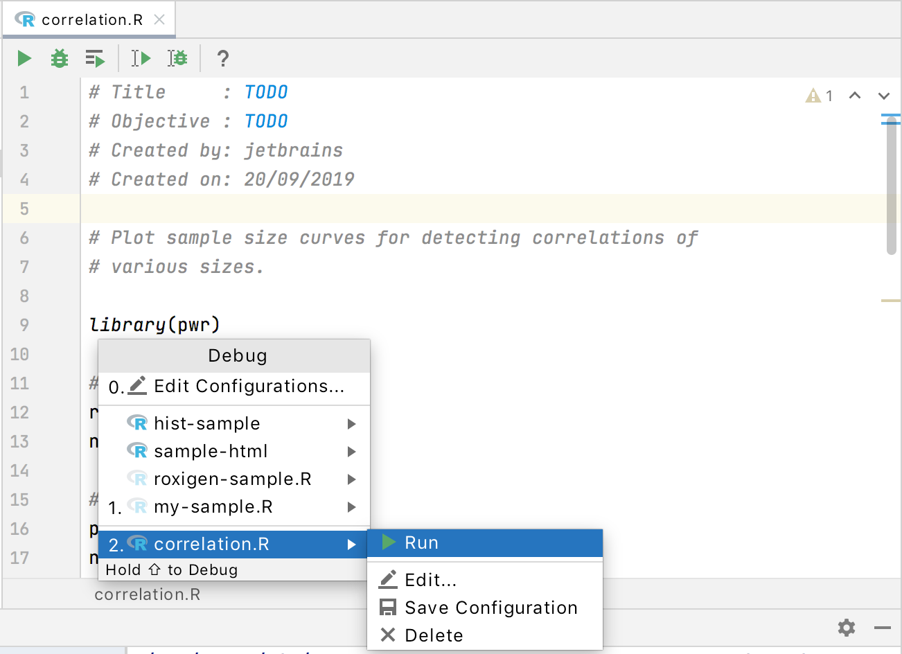 temporary run/debug configuration temporary run/debug configuration