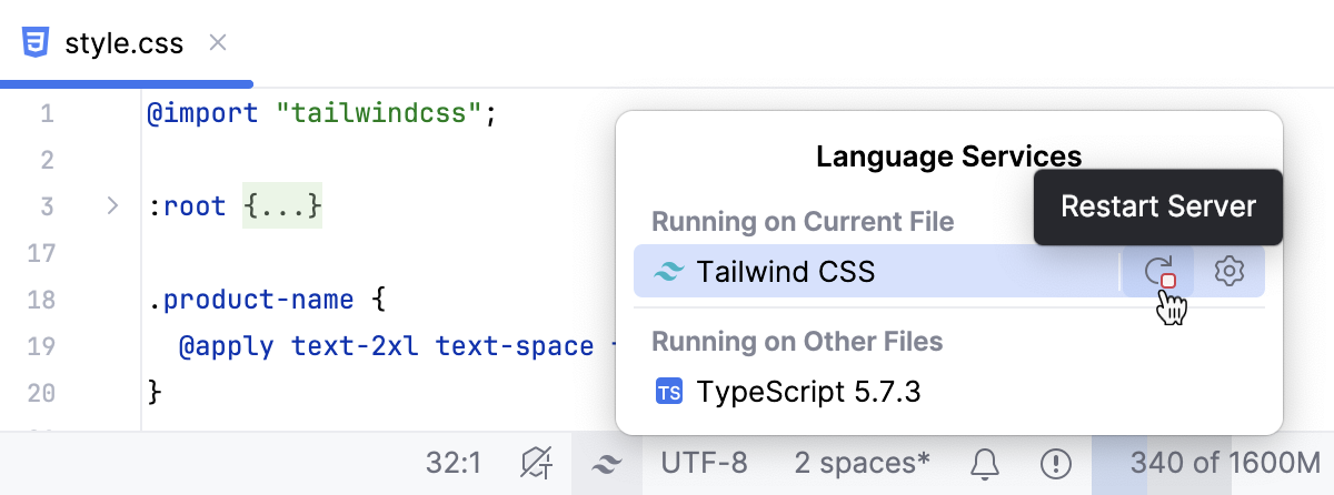 Restart Tailwind CSS server