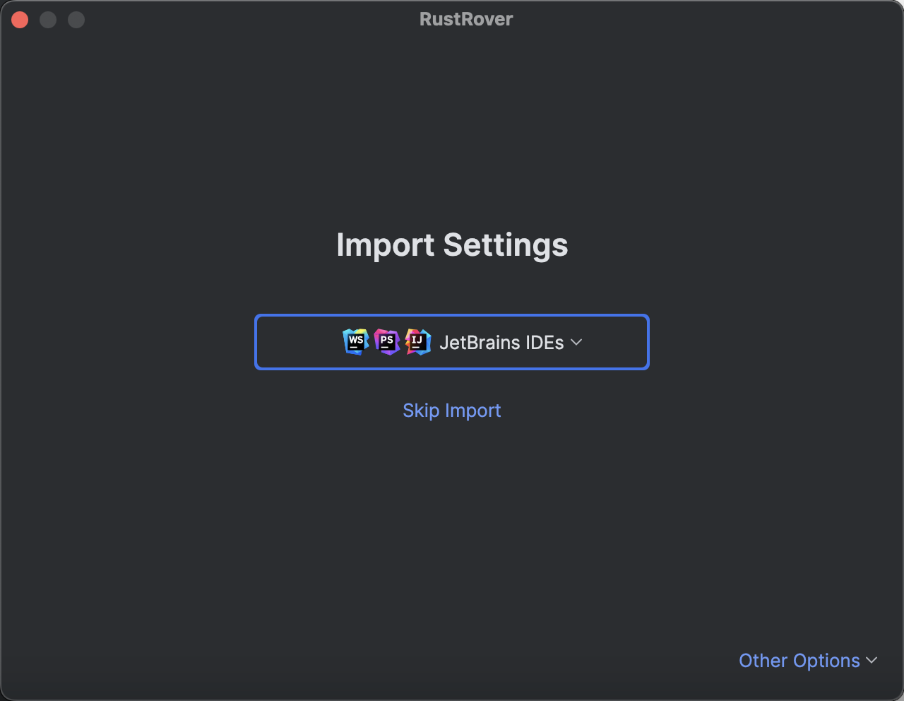 The Import Settings dialog with the opened drop-down list The Import Settings dialog with the opened drop-down list
