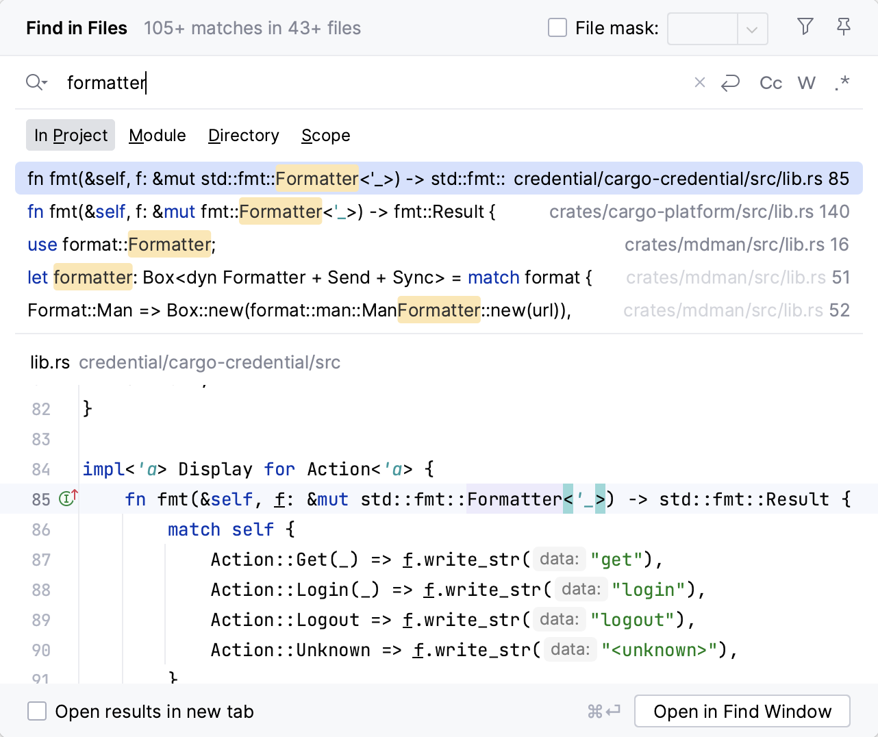 Customize RustRover: search and replace Customize RustRover: search and replace