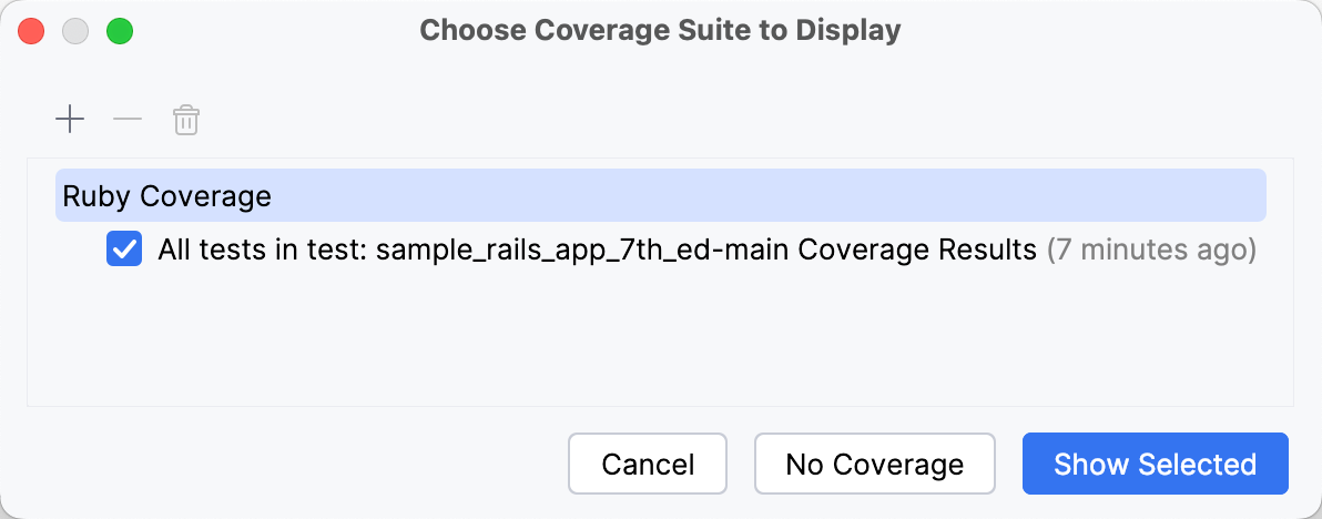 Choose Coverage Suite to Display