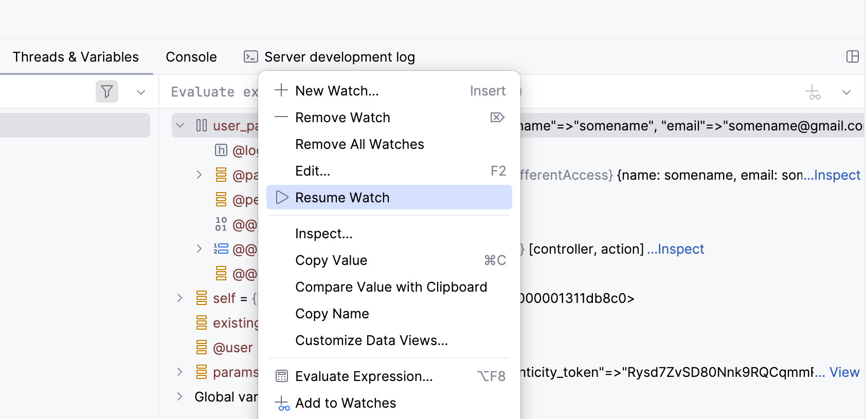 Resume a paused watch