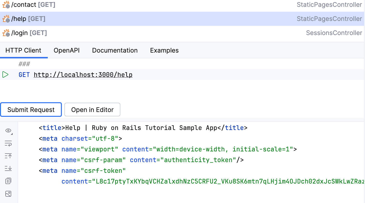 Endpoints tool window: HTTP Client tab