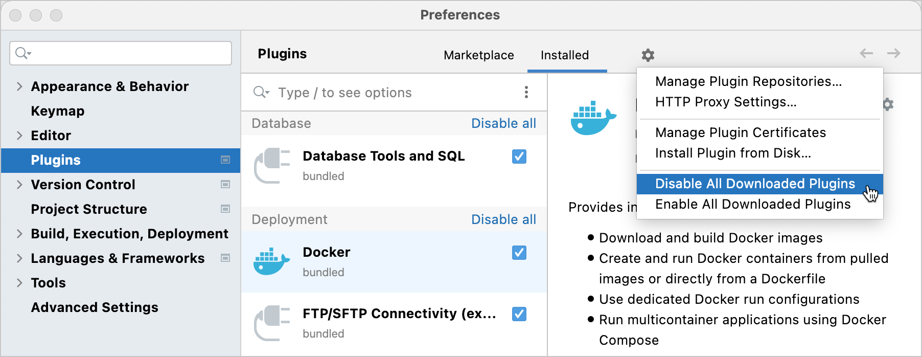 Disable all downloaded plugins Disable all downloaded plugins