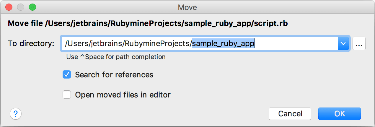 Move dialog Move dialog