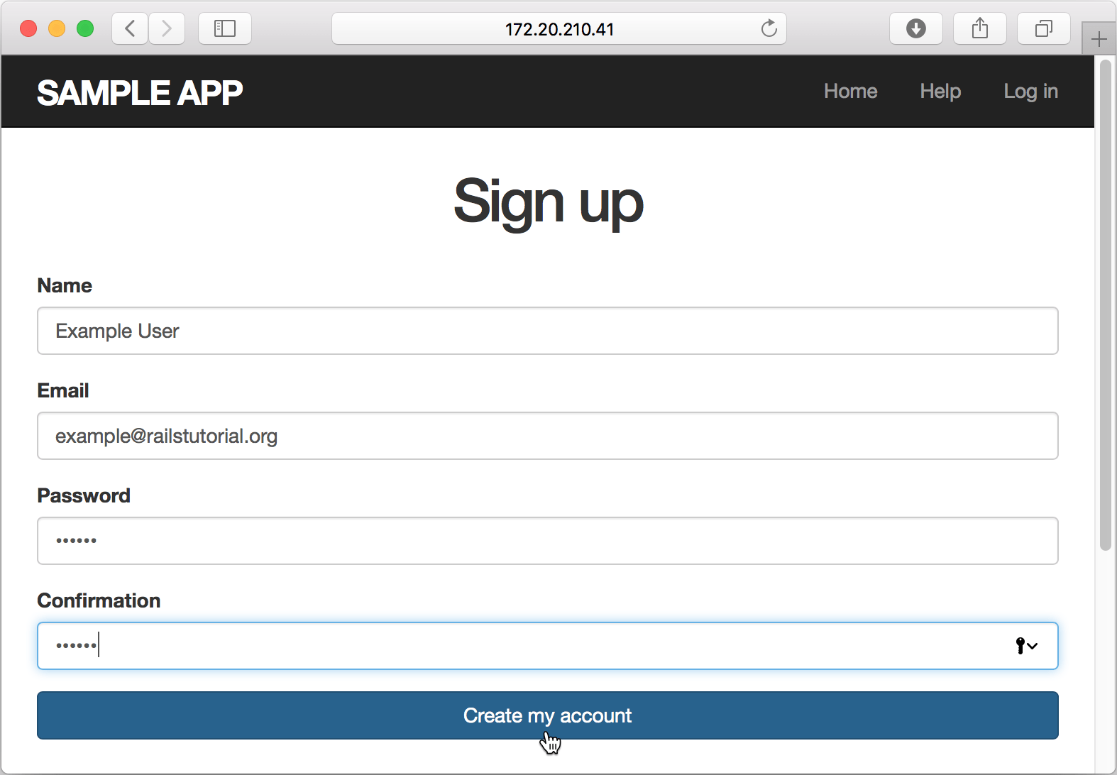 Sign up page Sign up page