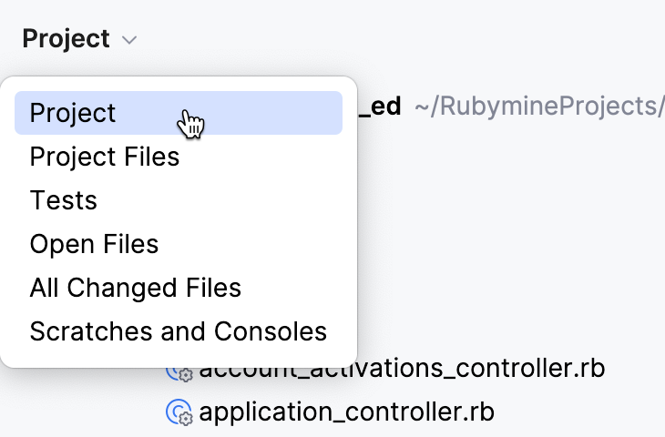 The Project tool window with the Group Tabs option enabled The Project tool window with the Group Tabs option enabled