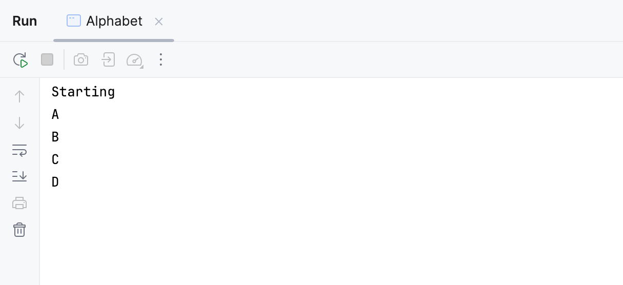 A tab in the Run tool window A tab in the Run tool window