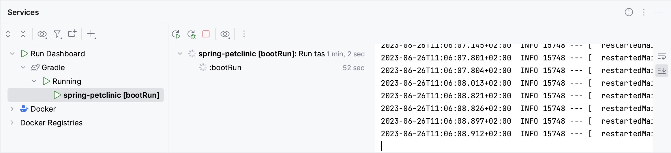 The Services tool window The Services tool window