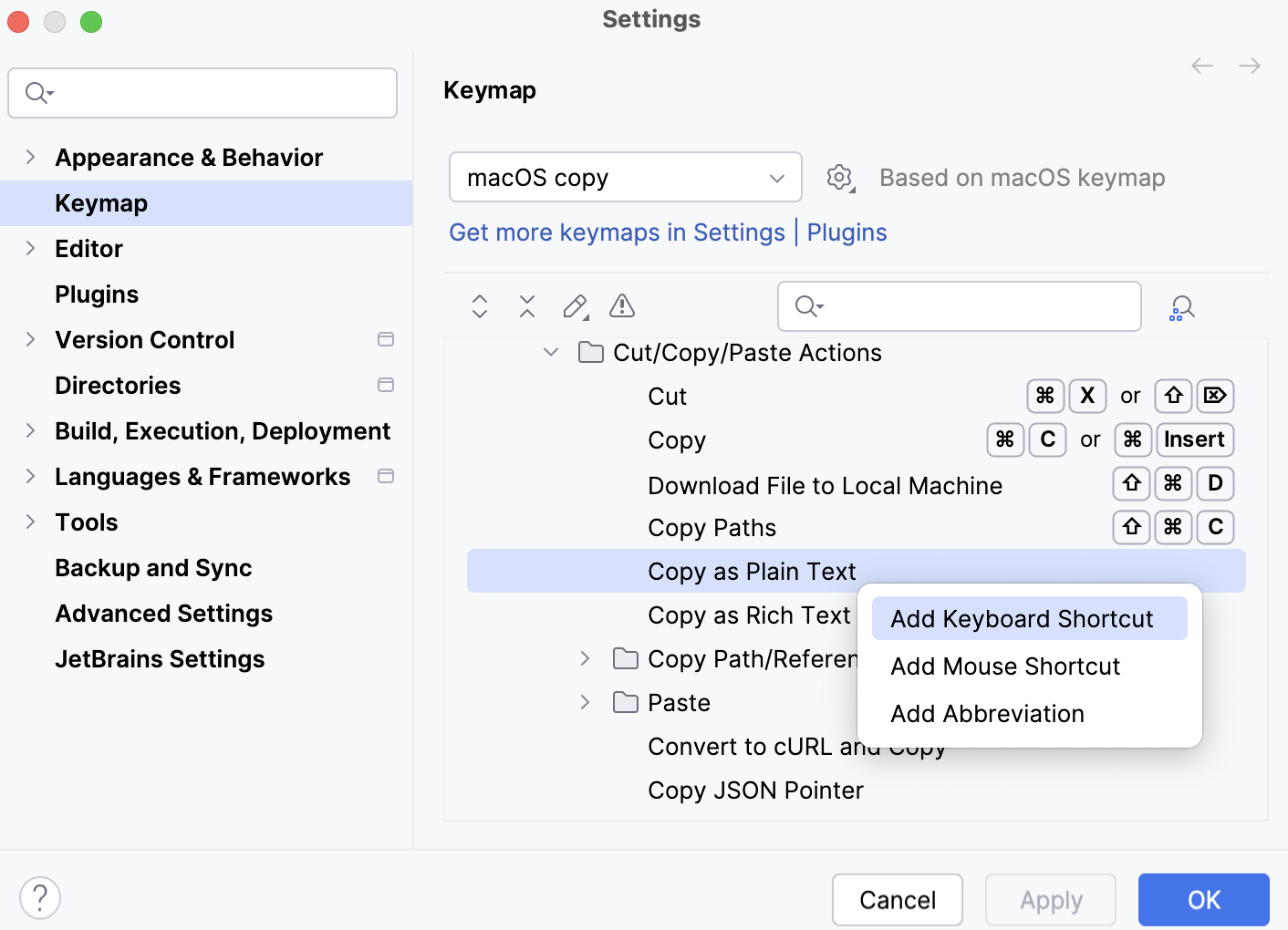 Adding a keyboard shortcut