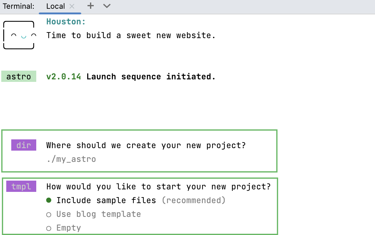 Astro: project generation wizard Astro: project generation wizard
