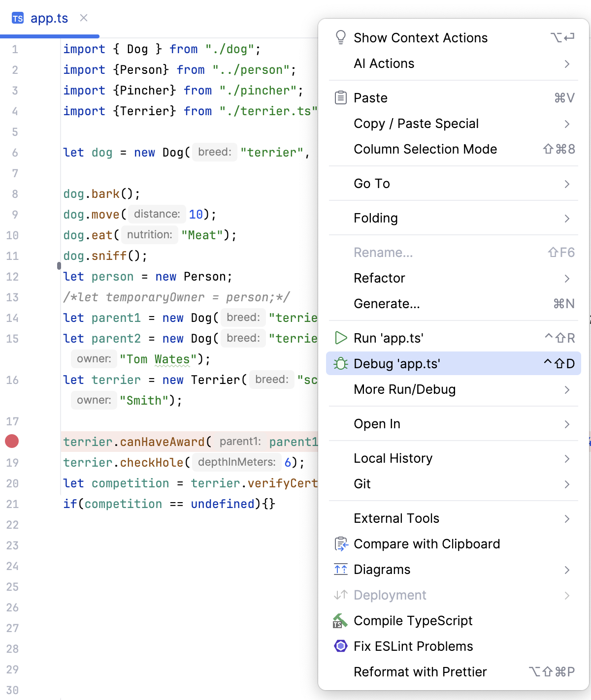 Start a Bun debugging session from the editor